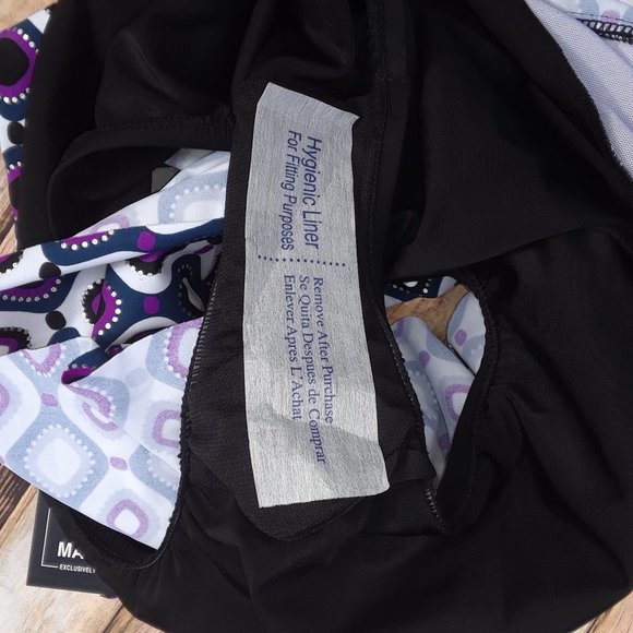 Swim Solutions Jewel Tiered‎ Tummy Control Swimsuit Purple Black - Picture 8 of 11